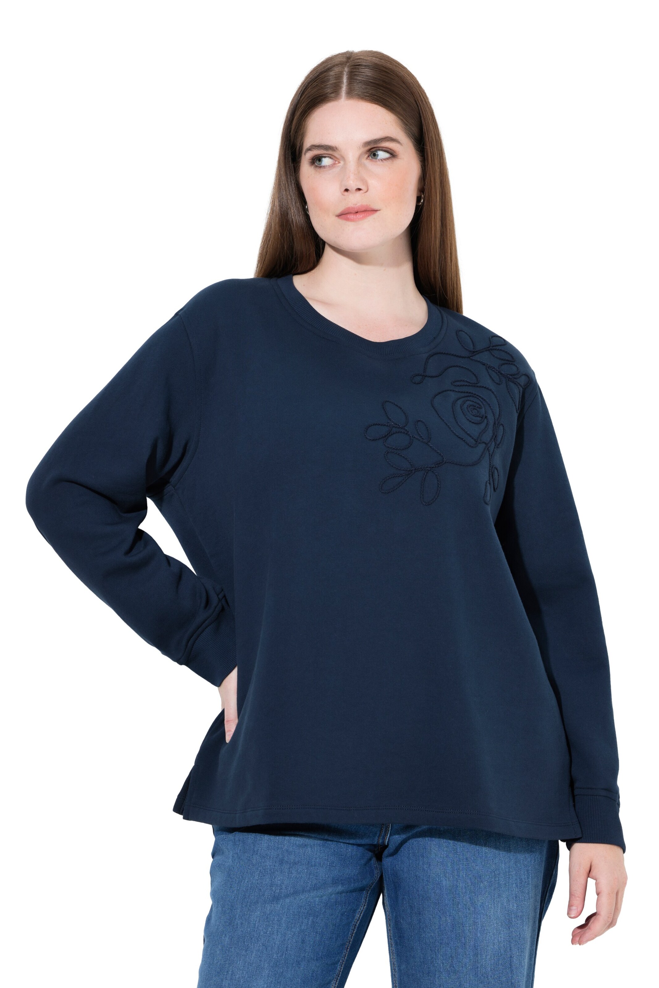 Ulla Popken Sweatshirt in Blauw: voorkant