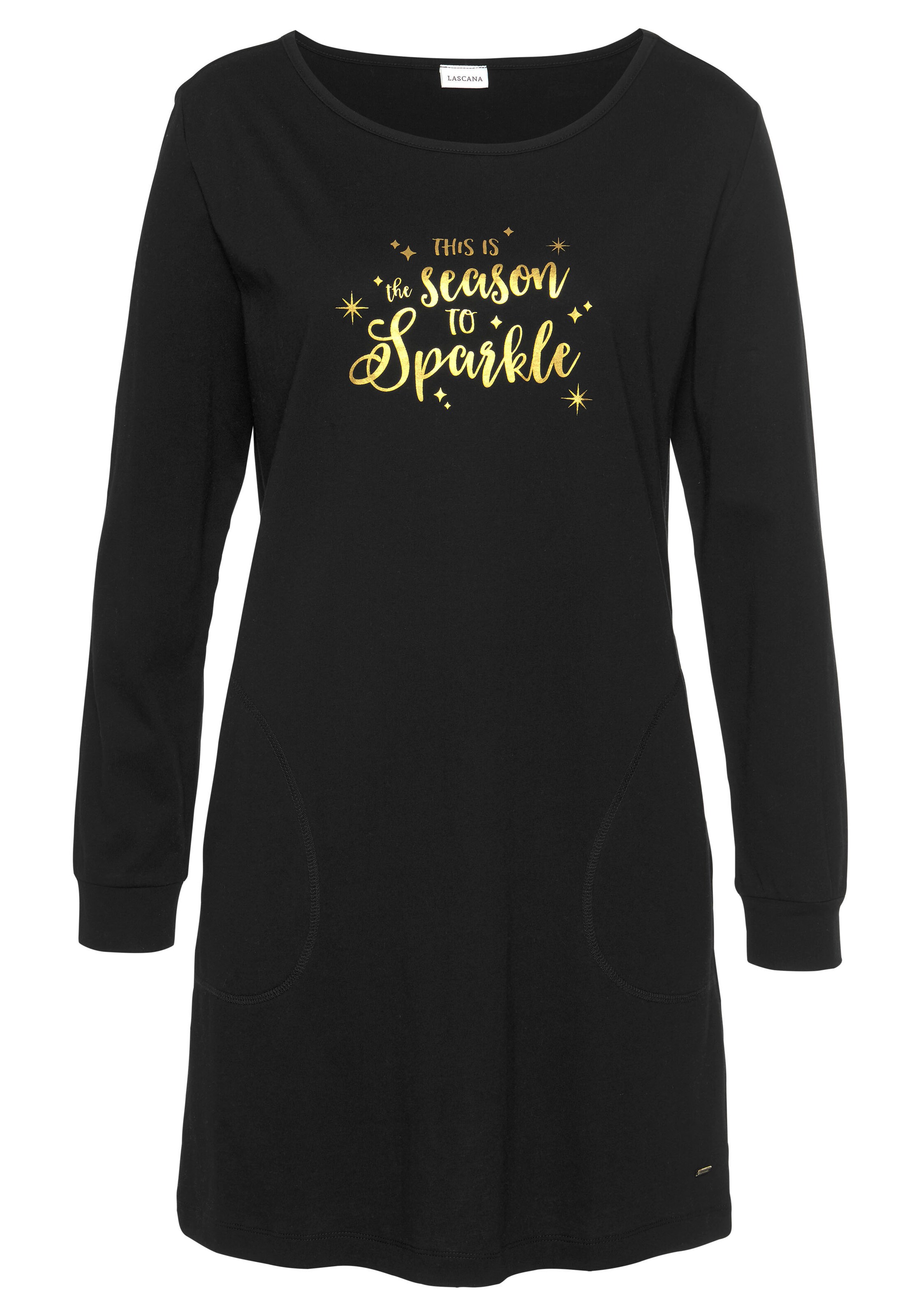 LASCANA Nočná košieľka - Čierna: predná strana