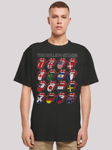 F4NT4STIC Shirt 'The Rolling Stones Voodoo Lounge Tongues' in Zwart: voorkant