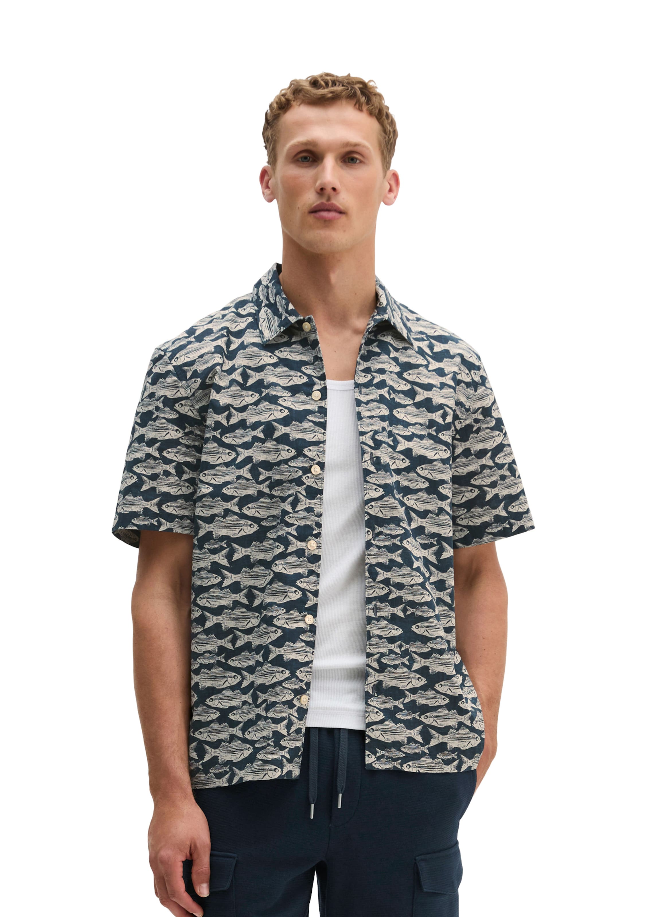 Marc O'Polo Regular fit Overhemd in Blauw: voorkant