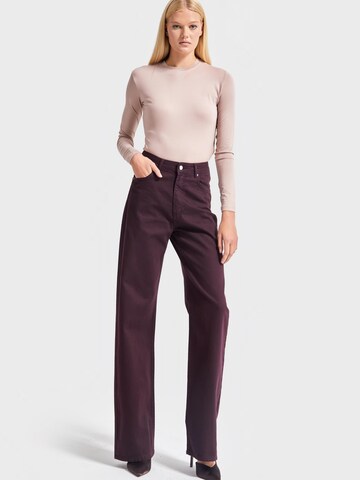 IT'S BASIC Regular Jeans 'Straight Mid Rise Jeans - Burgundy' in Red