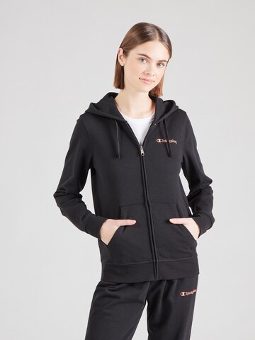 Champion Authentic Athletic Apparel - Sudadera con cremallera en negro: frente