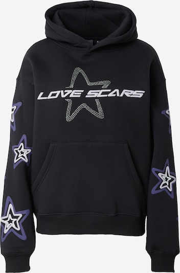 Megztinis be užsegimo iš Love Scars, spalva – violetinė-mėlyna / juoda / sidabrinė / balta, Prekių apžvalga