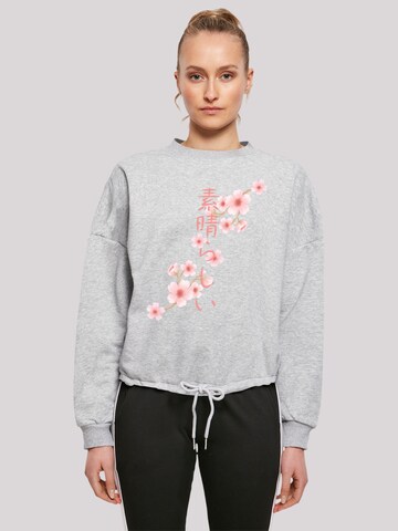 Sweat-shirt 'Kirschblüten Asien' F4NT4STIC en gris : devant