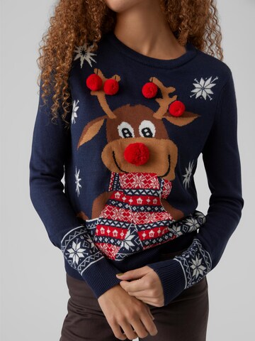 VERO MODA Sweater 'Newfrostydeer' in Blue