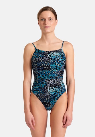 ARENA Bustier Sport fürdőruhák 'WATER PRINT' - kék: elől