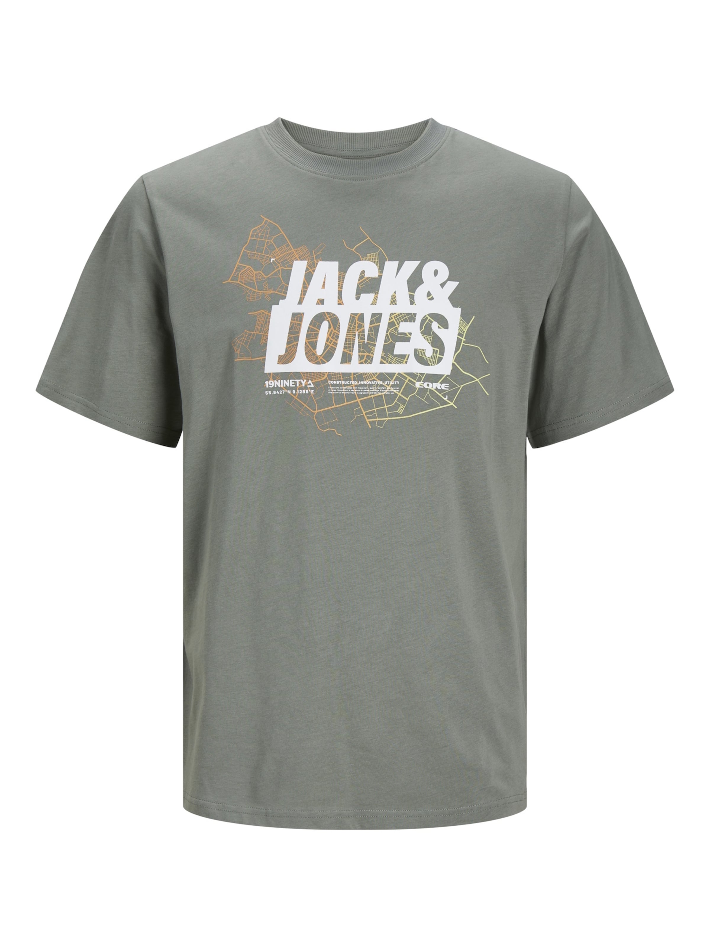 JACK & JONES Shirt 'Map' in Green: front