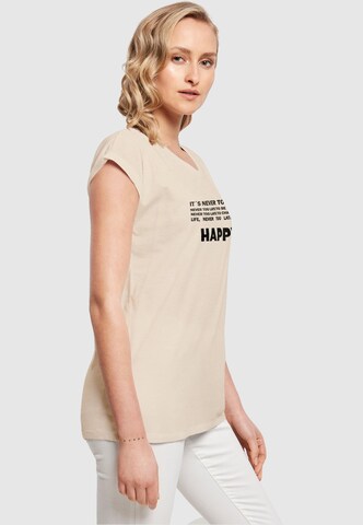Merchcode Shirt 'Never Too Late' in Beige