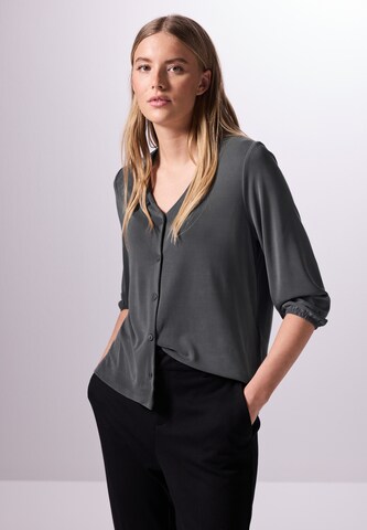 Street One Studio Jersey-Shirt im Blusen-Look in Grau: Vorderseite