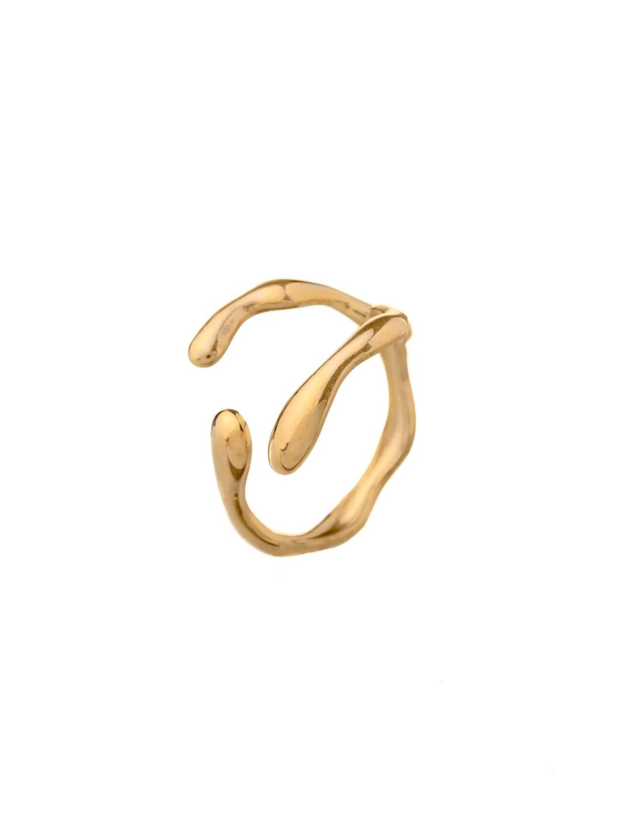 THE GEM STORIES JEWELRY Ring 'Stainless Steel Geometric Trend Band Ring' in Goud: voorkant