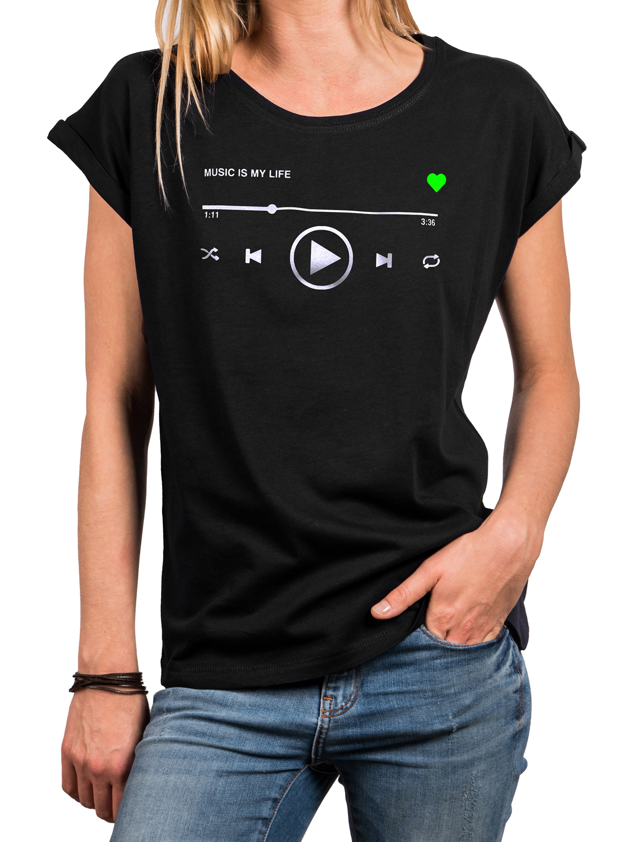 MAKAYA Shirt 'Music Playlist' in Black
