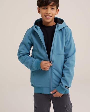 WE Fashion Sweat jacket in Blue: front