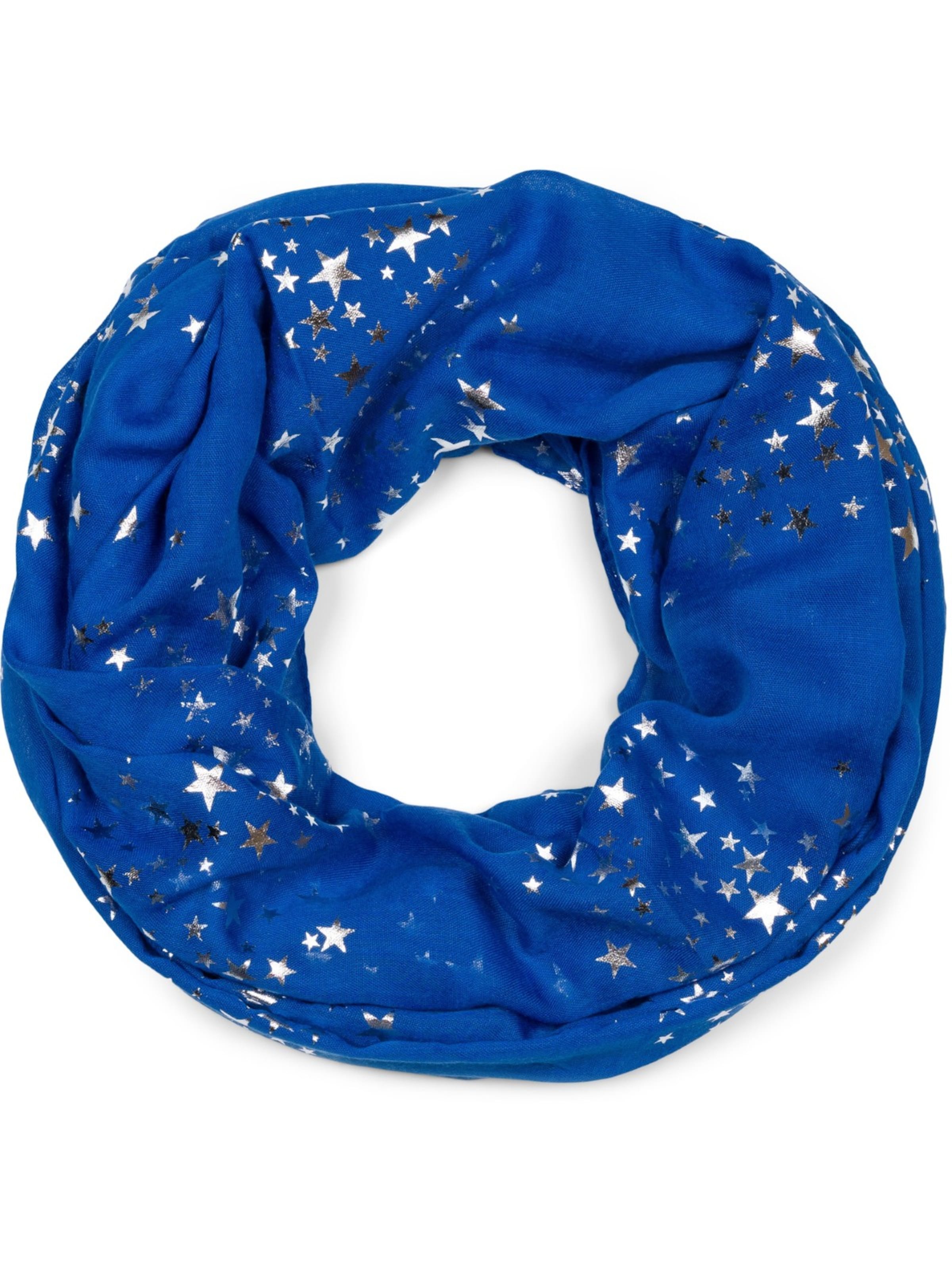 styleBREAKER Loop scarf 'Loop Schal mit Metallic Sterne Print' in Blue: front