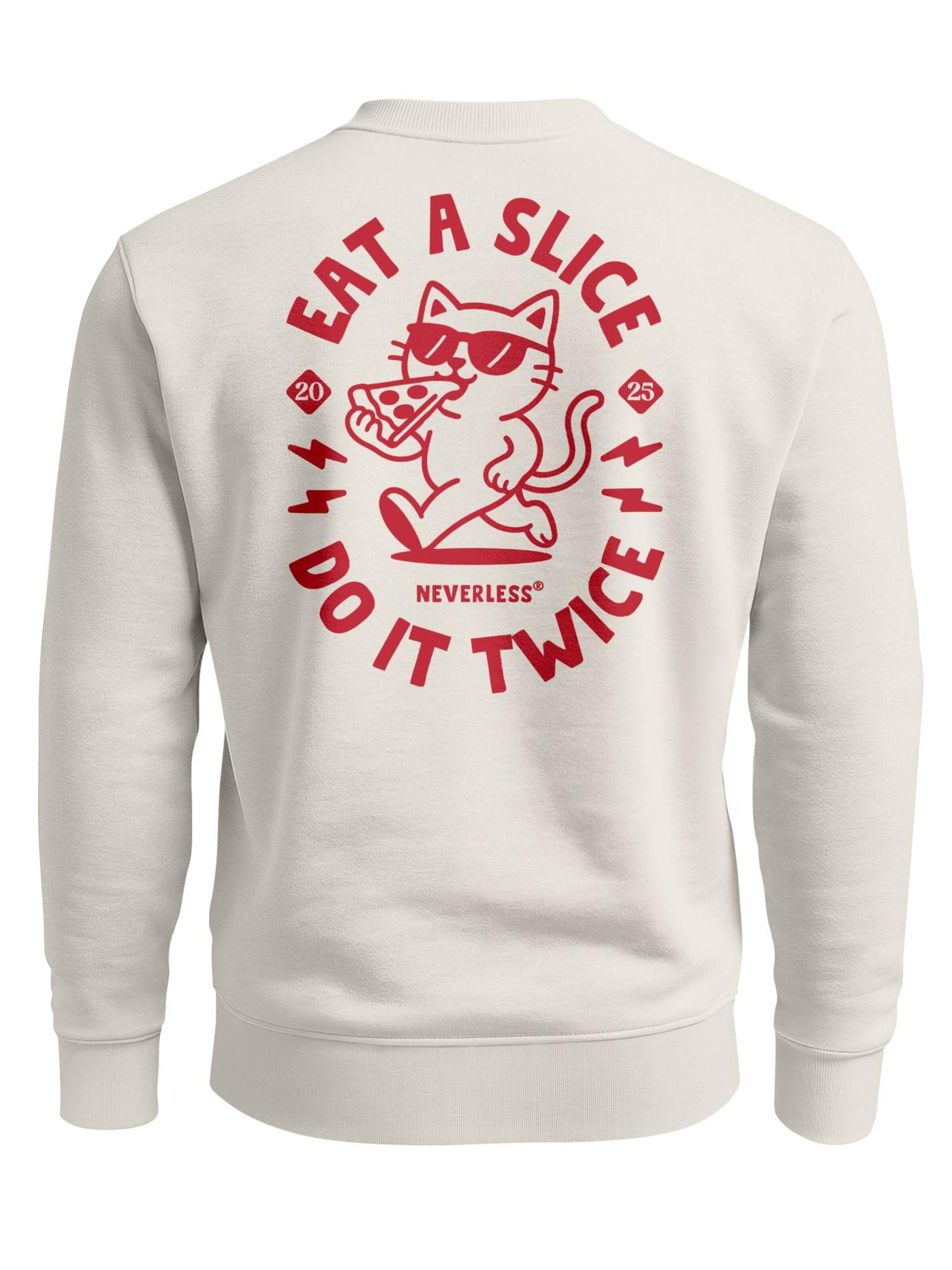 Neverless Sweatshirt 'Eat a Slice' in Beige