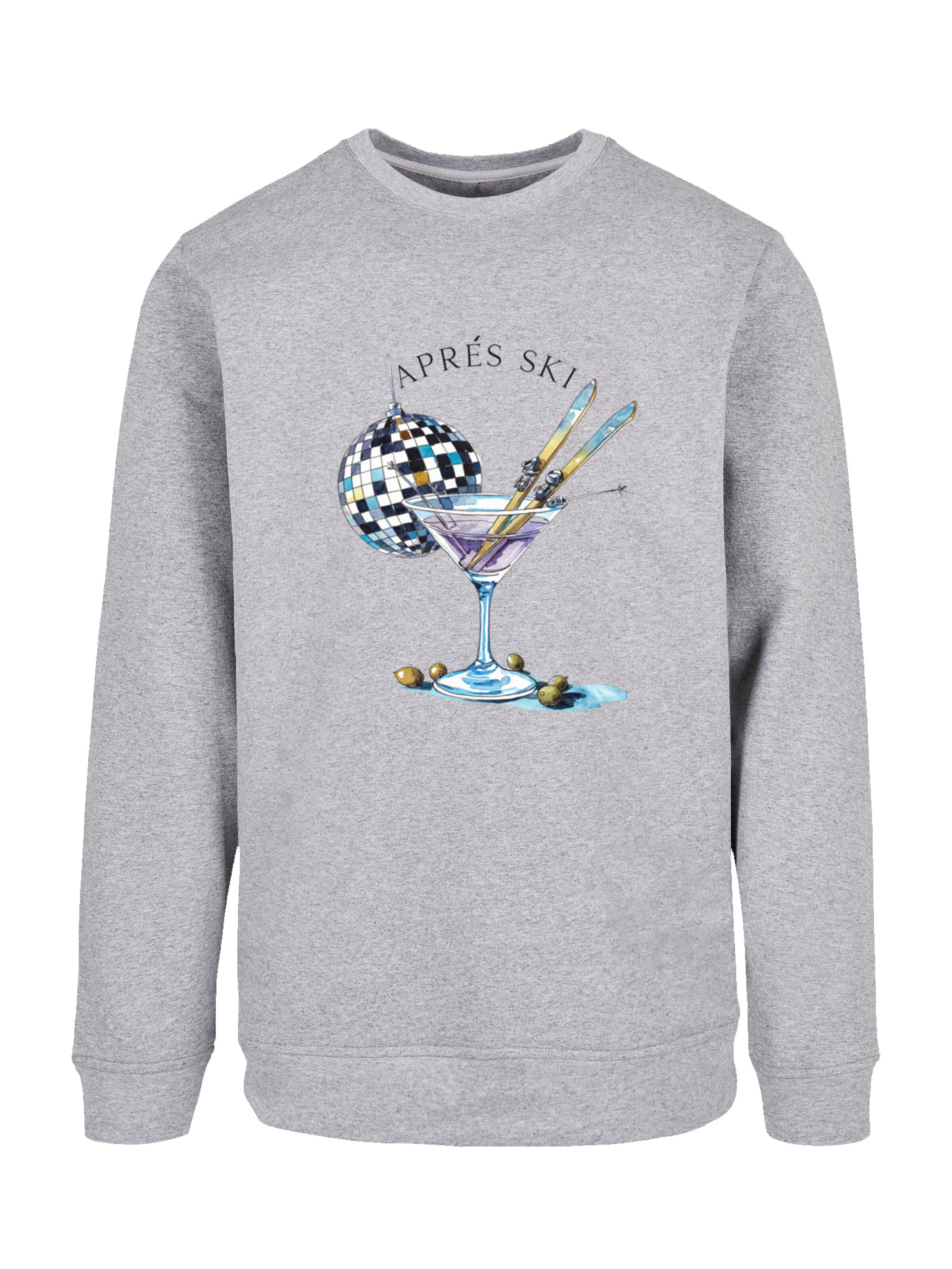 Sweat-shirt 'Après Ski Martini Winter Sport' F4NT4STIC en gris : devant