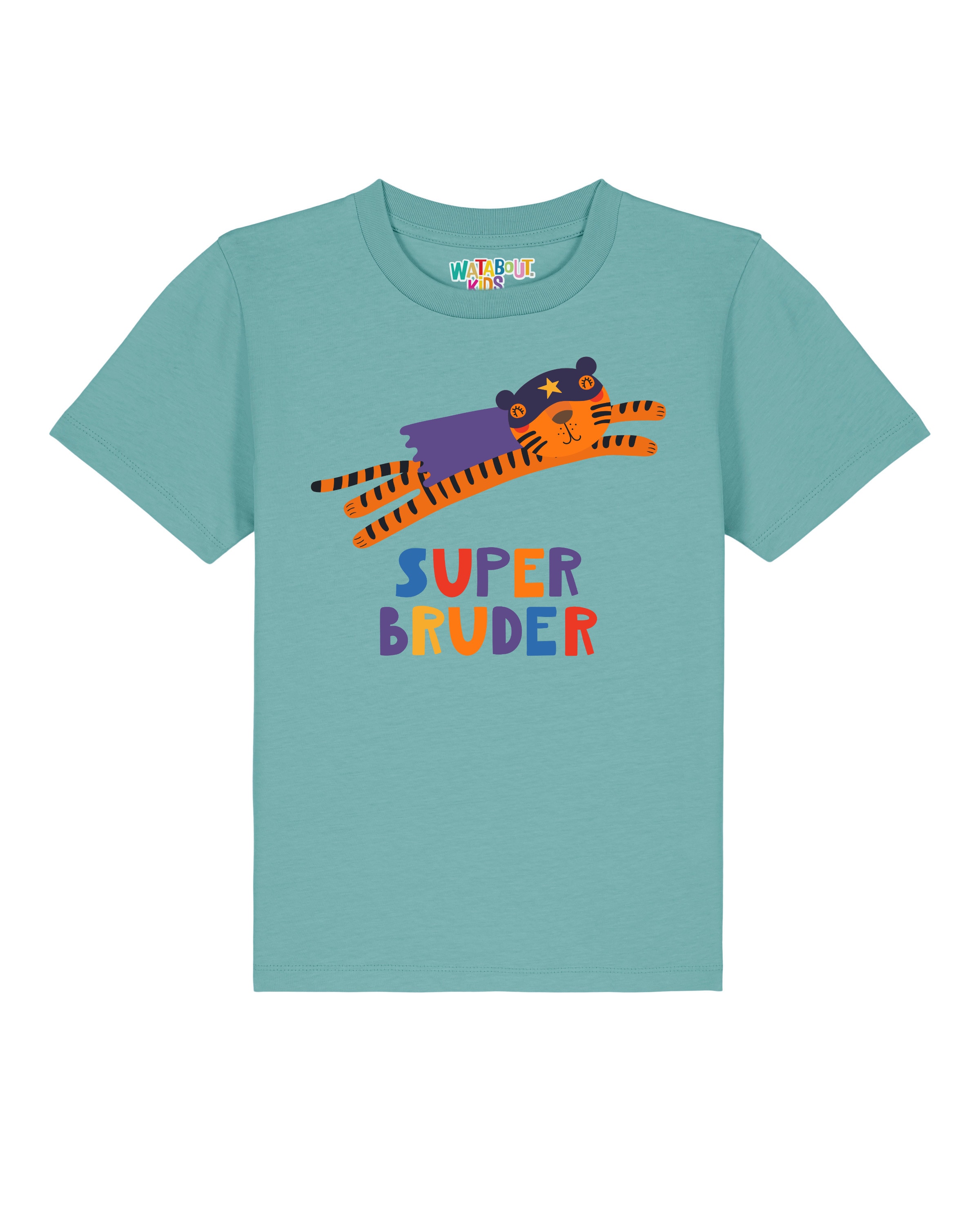 Maglietta 'Tiger Superbruder' di watabout.kids in blu: frontale
