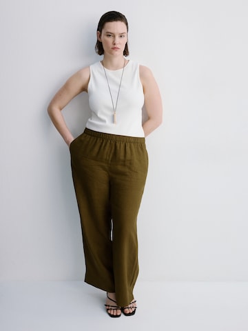 MANGO Loosefit Bukser 'Lino' i grøn