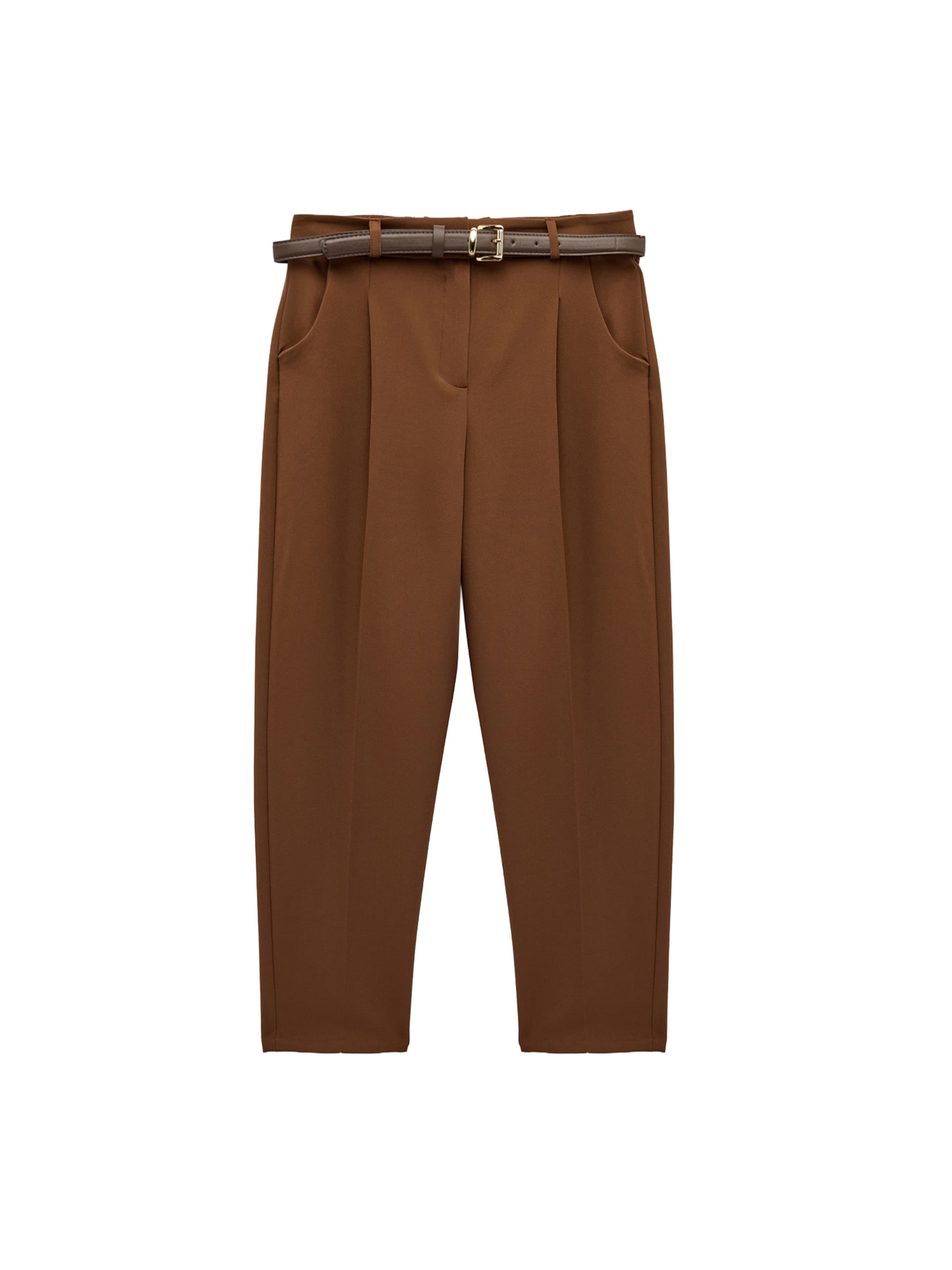 Koton Pleat-Front Pants in 32/Regular in Brown, Item view