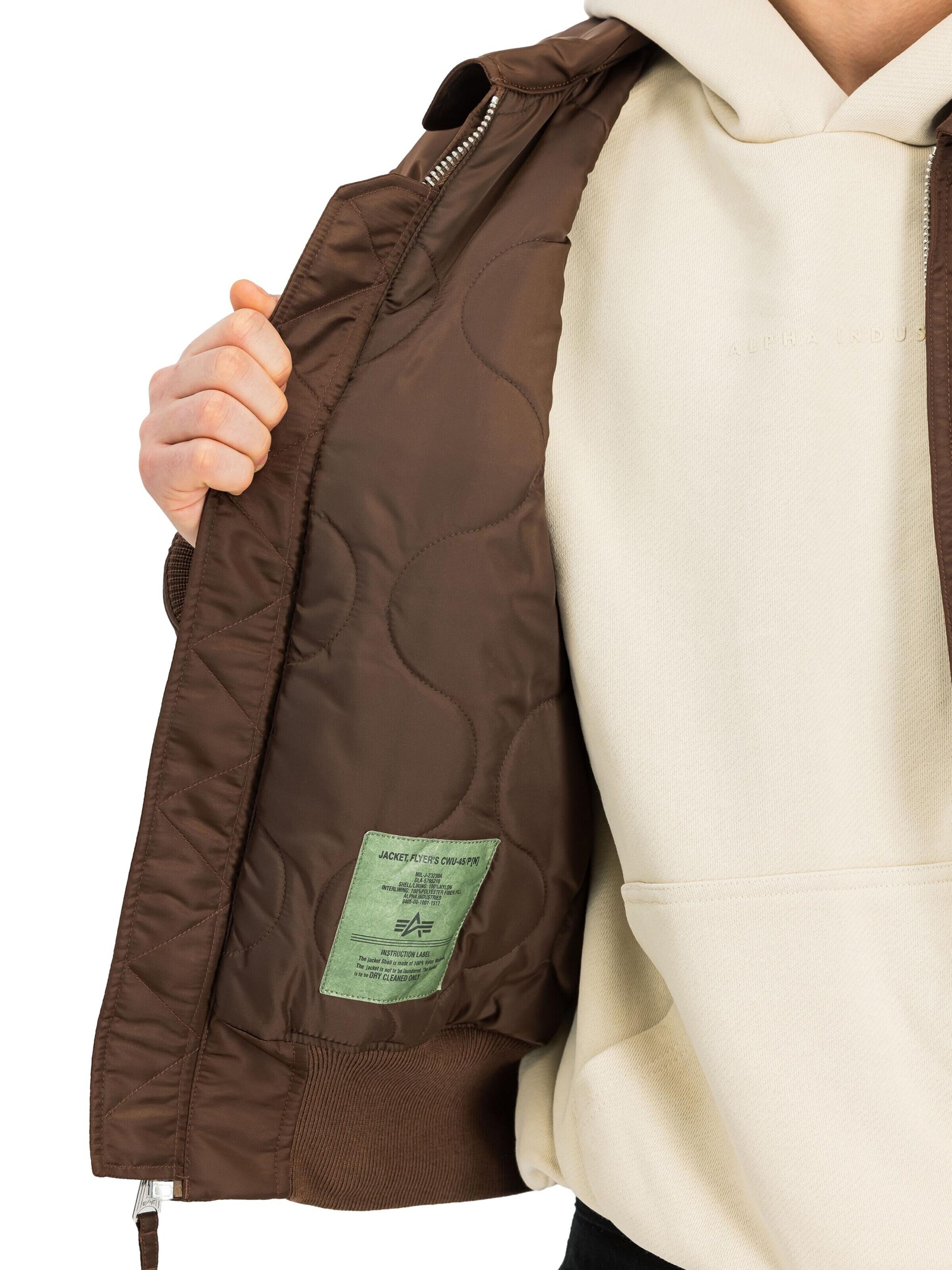 ALPHA INDUSTRIES Regular fit Between-Season Jacket 'CWU-45 Heritage' in Brown