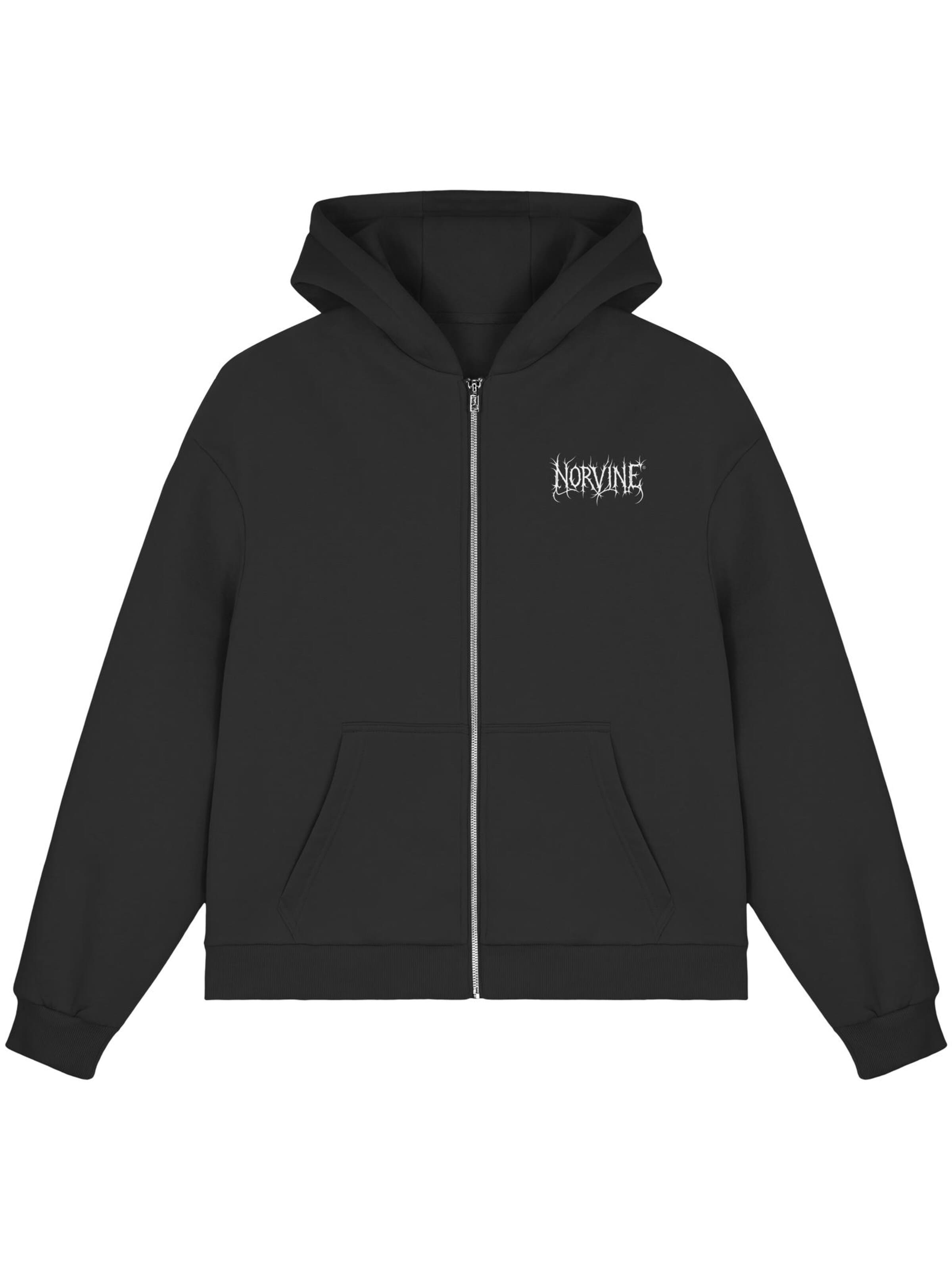 Norvine Collegepaita 'Norvine Metal Veins Zipped Hoodie Zipper' värissä musta
