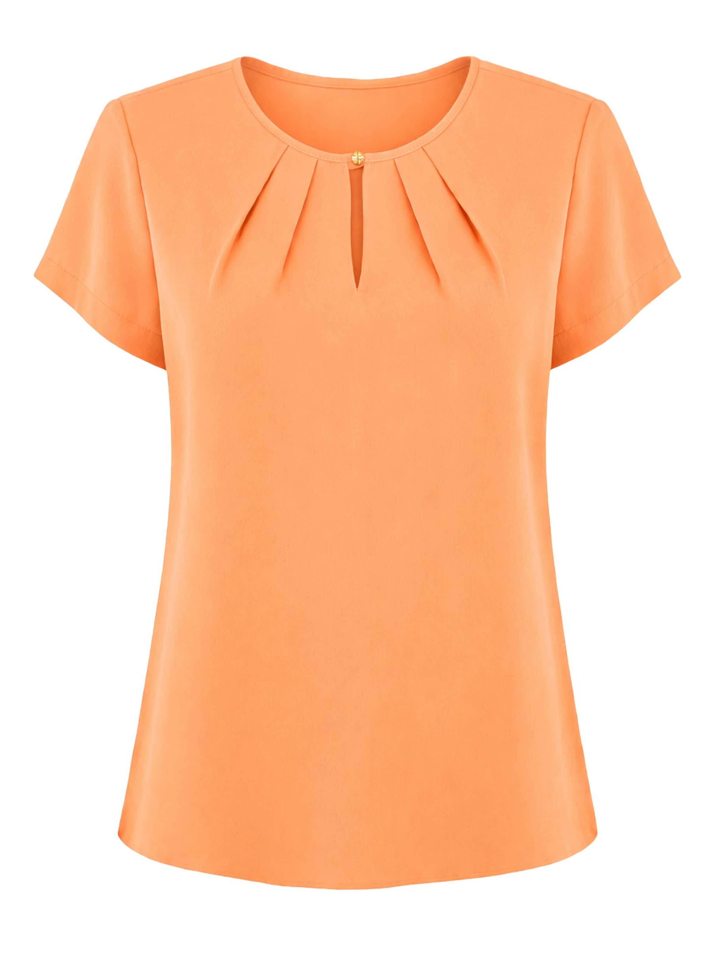 REGINA FASHION Blouse 'Short Sleeve Blouse with Pleated Neckline' in Oranje: voorkant