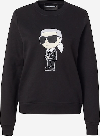 Karl Lagerfeld Sweater majica 'Ikonik 2.0' u sivkasto bež / crna / bijela, Pregled proizvoda