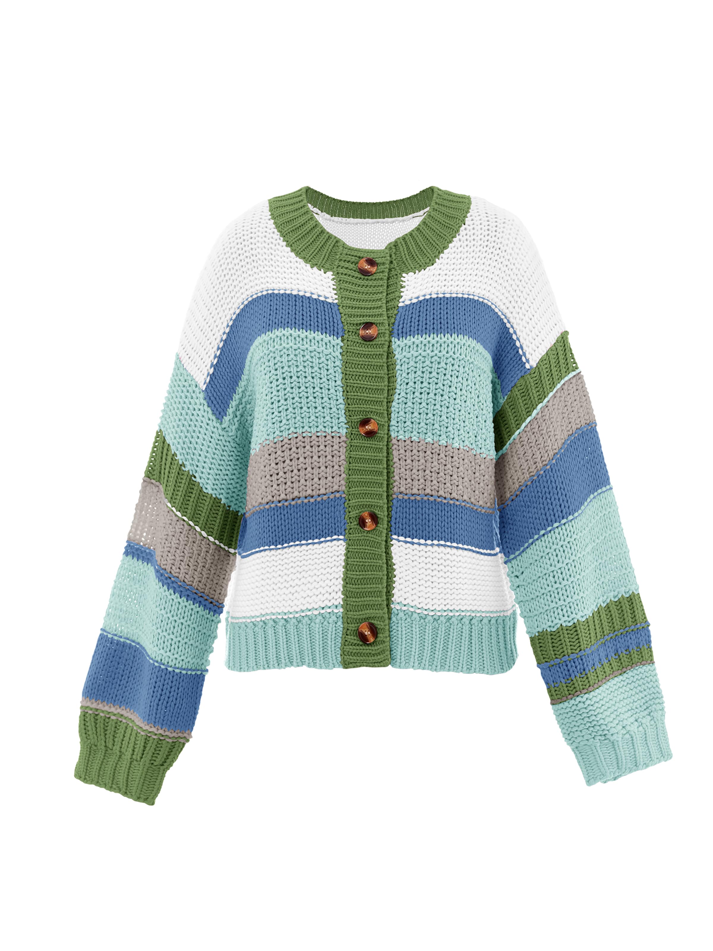 Imily Bela Strickjacke in aqua / enzian / kiwi / weiß, Produktansicht