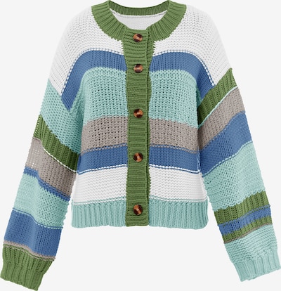 Imily Bela Strickjacke in aqua / enzian / kiwi / weiß, Produktansicht