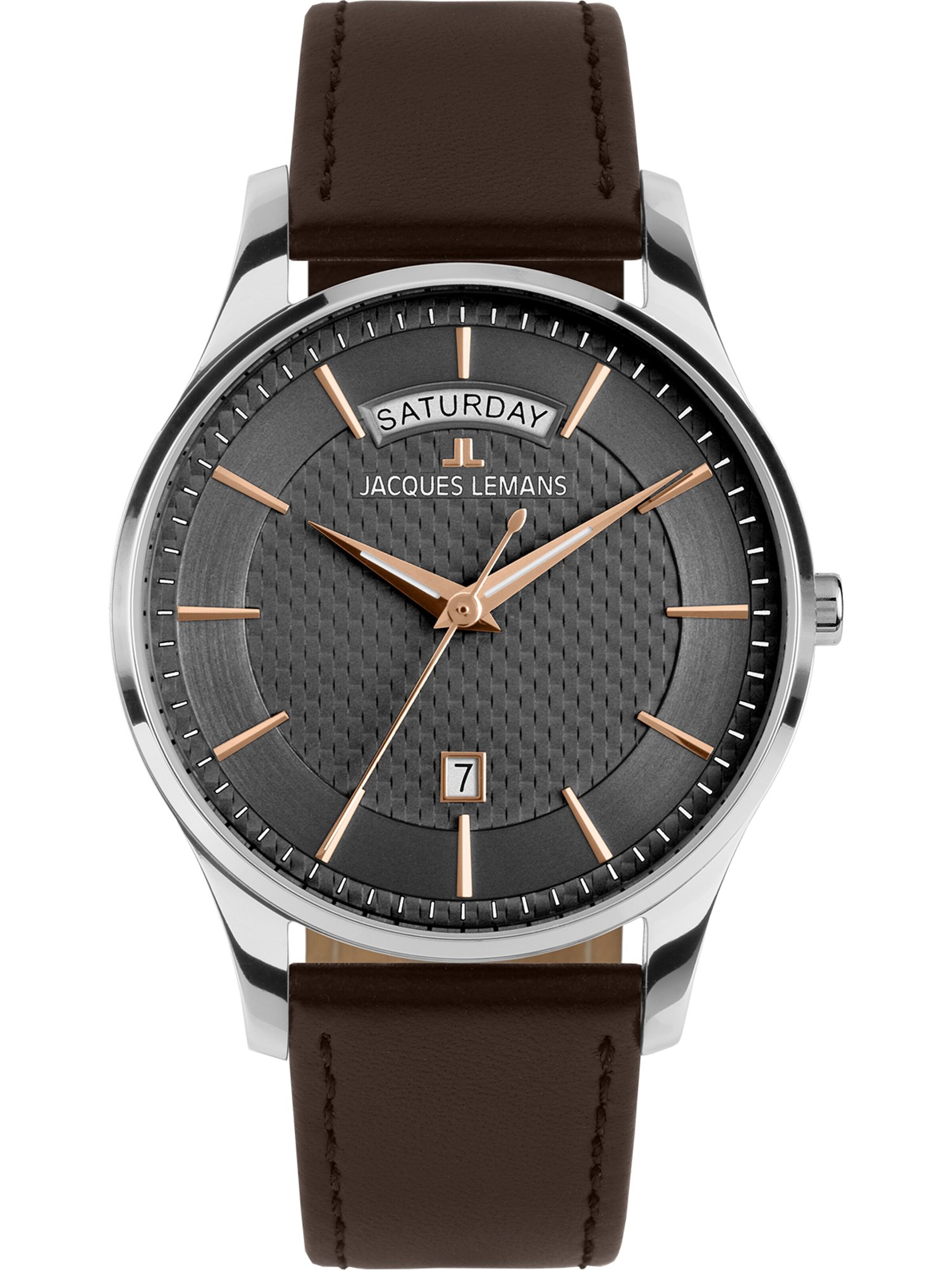 Jacques Lemans Analoguhr in Braun: Vorderseite