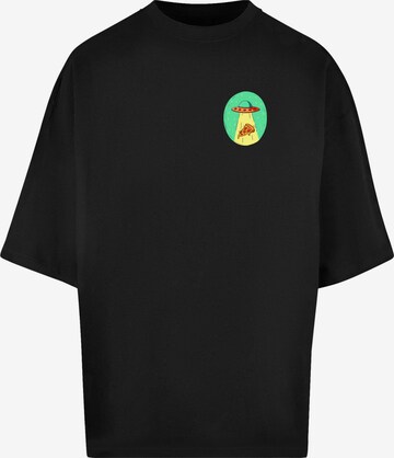 Mister Tee Shirt 'Ufo Pizza' in Zwart: voorkant