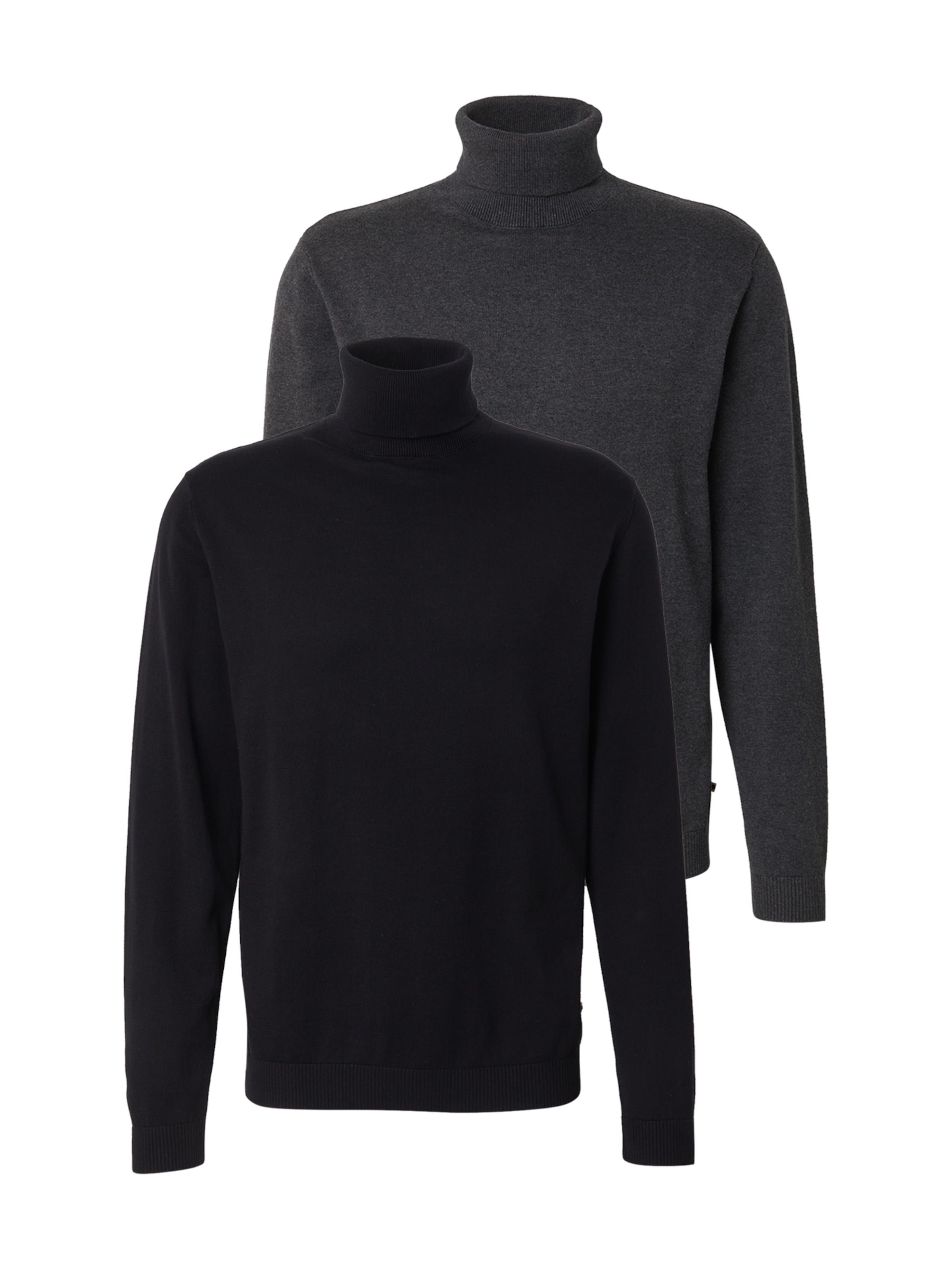 JACK & JONES Pullover 'JJEBASIC' i grå-meleret / sort, Produktvisning