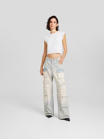 Bershka Wide leg Cargojeans i blå