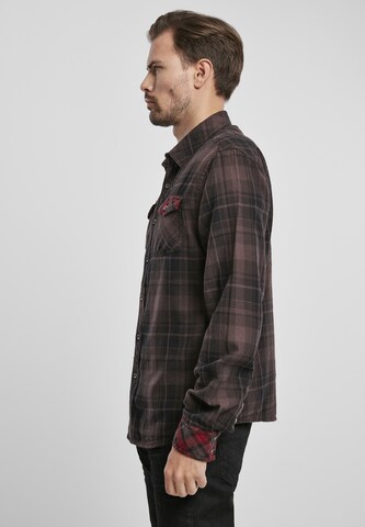 Brandit Comfort fit Button Up Shirt in Brown