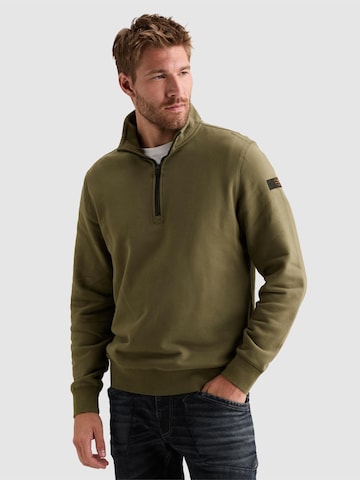 Sweat-shirt 'Sweatshirt with half-zip and garment-dye wash' PME Legend en vert : devant