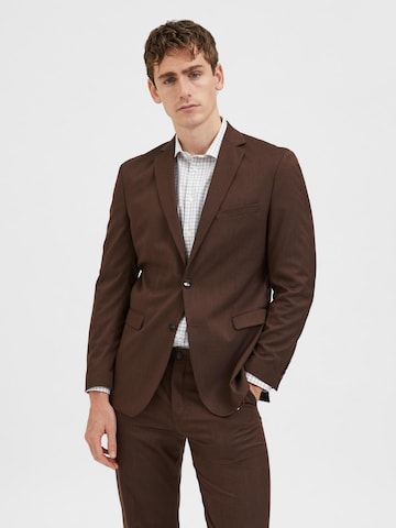 Fit confort Veste de costume SELECTED HOMME en marron : devant