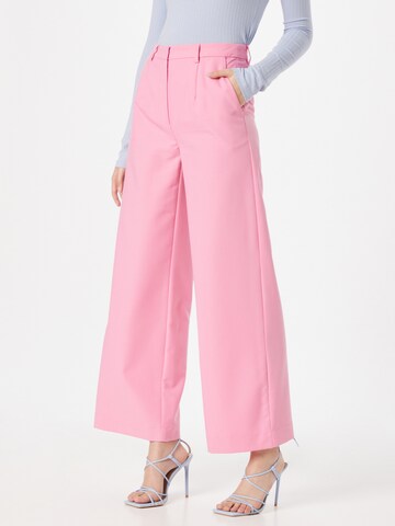 Wide leg Pantaloni de la minimum pe roz: față