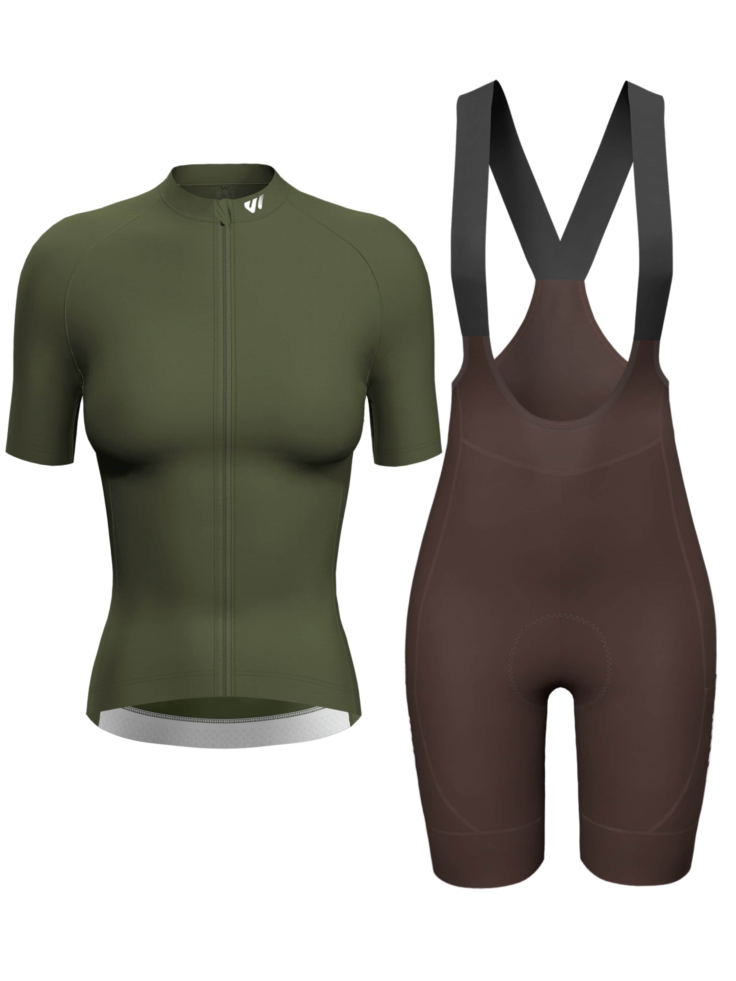 WULIBIKE Sweatsuit 'Wulibike Radsport-Set Outdoor & Gravel Tour in Olivgrün/Braun' in Green: front