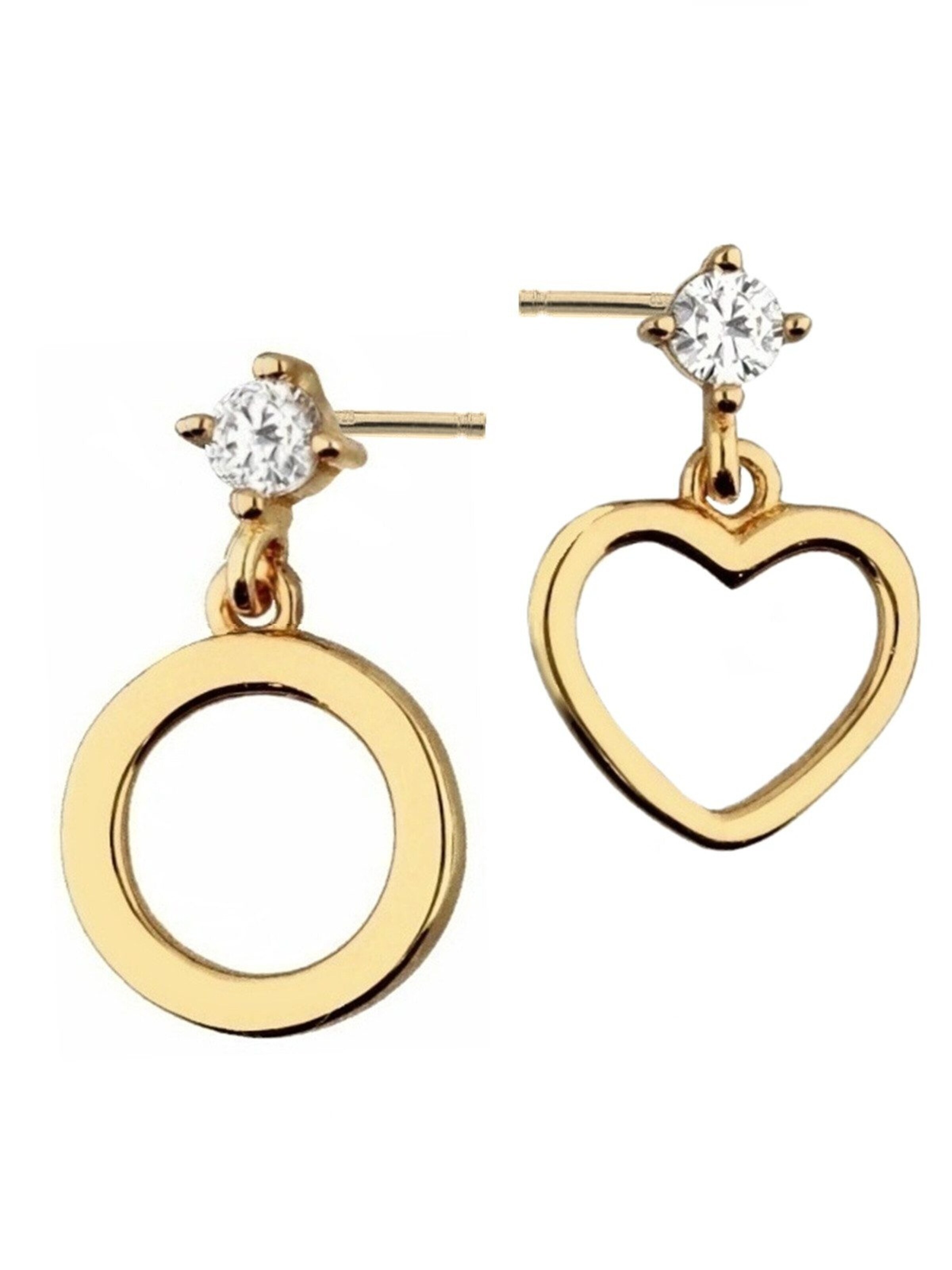 Goldene Hufeisen Earrings 'Herz Kreis' in Gold: front
