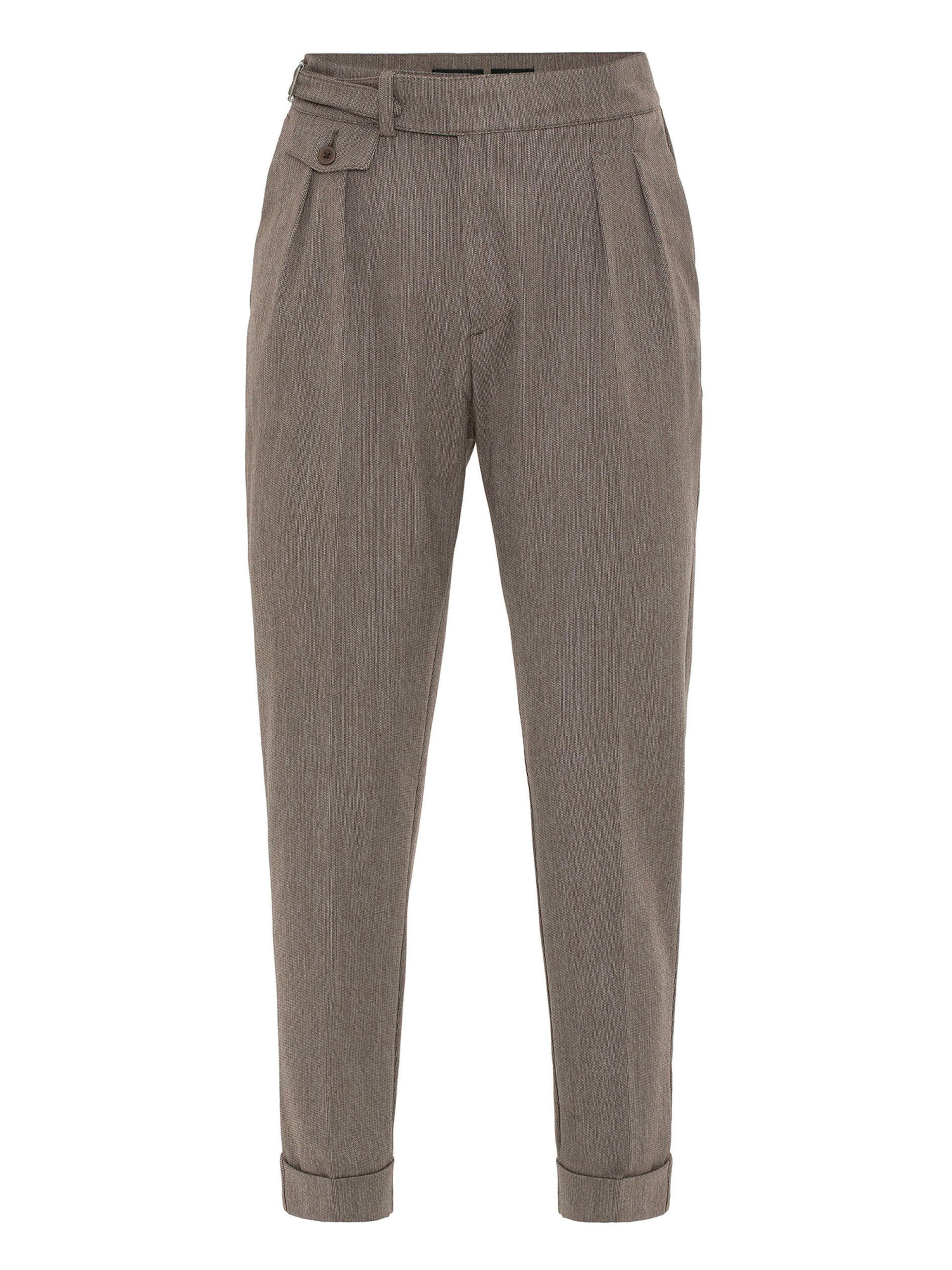 Antioch Pleat-front trousers in Brown: front