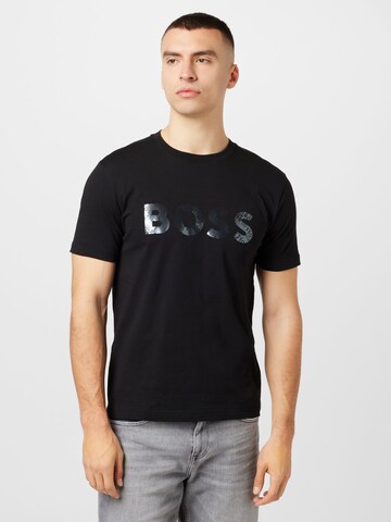 BOSS Green - Camiseta en negro: frente