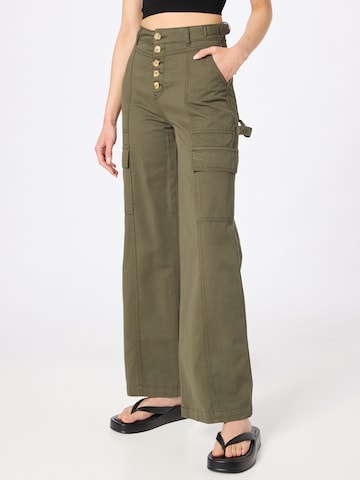 Wide leg Pantaloni cargo di Warehouse in verde: frontale