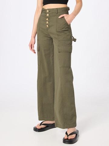 Wide Leg Pantalon cargo Warehouse en vert : devant