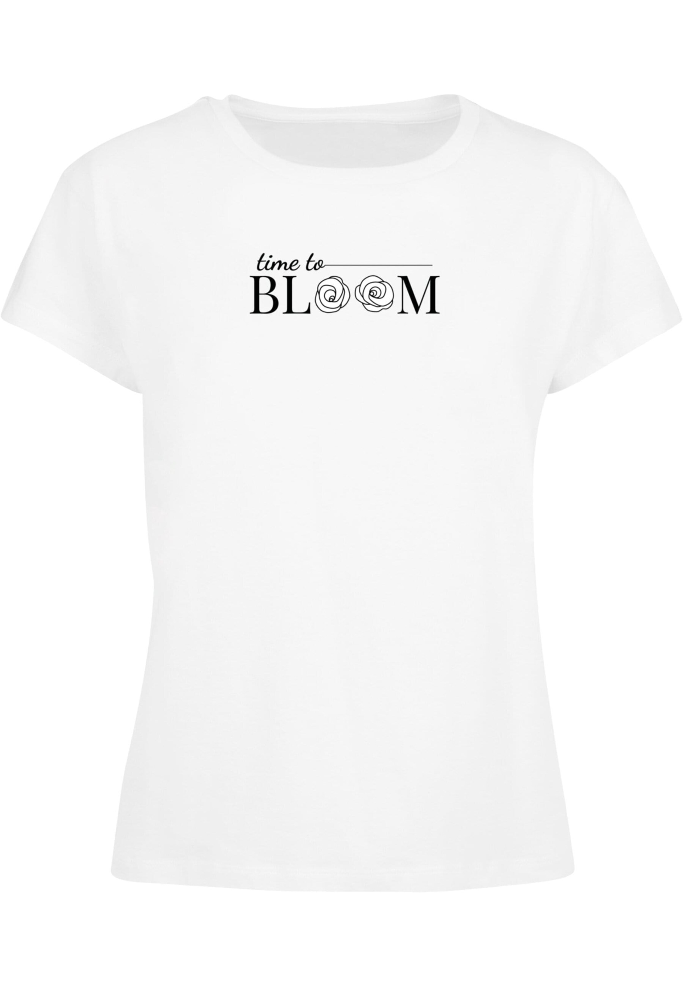 Merchcode Shirt 'Pretty Time To Bloom' in Wit: voorkant