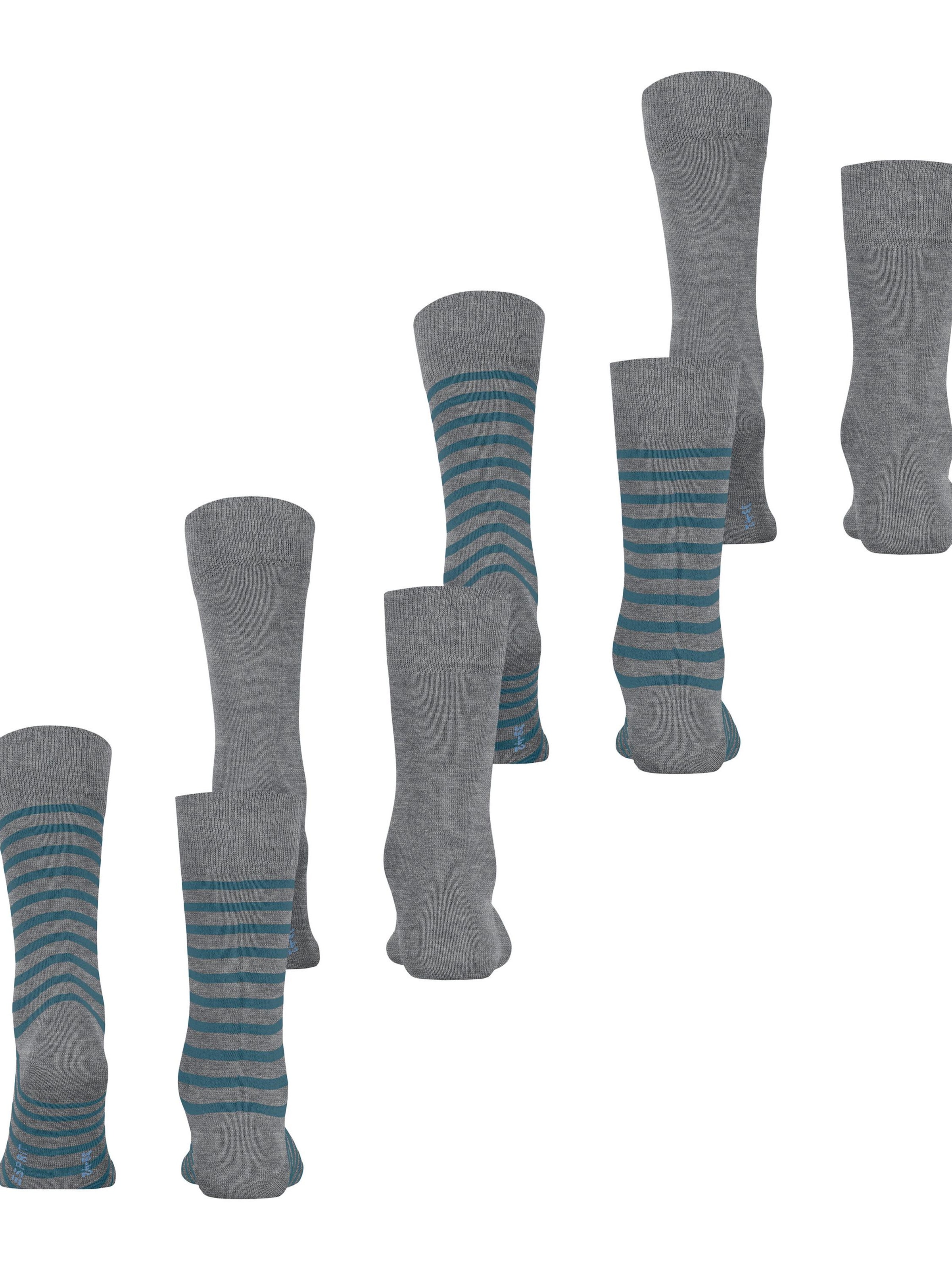 ESPRIT Socks 'Fine Stripe 4-Pack' in Grey