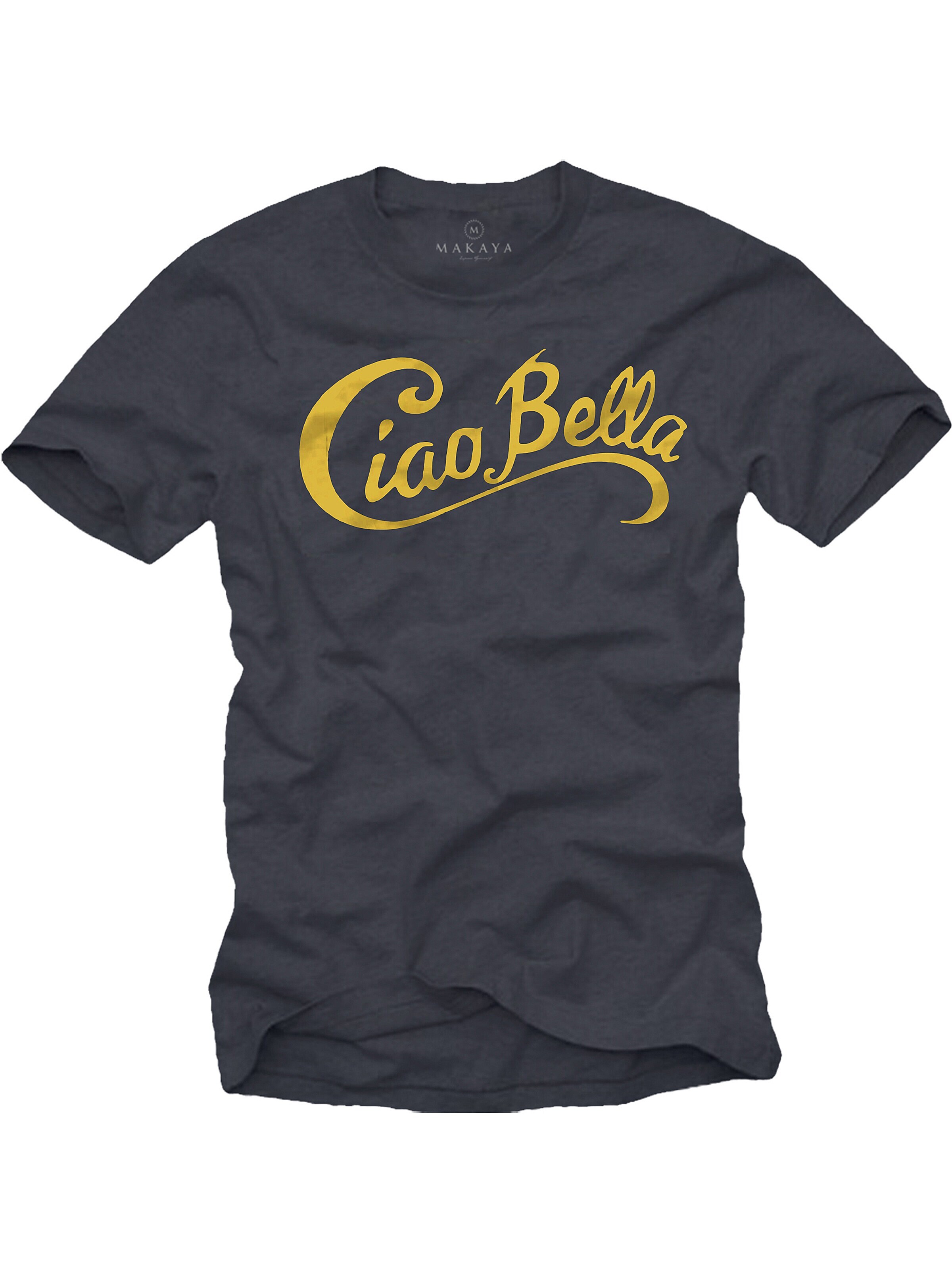 MAKAYA Shirt 'Ciao Bella' in Grey: front