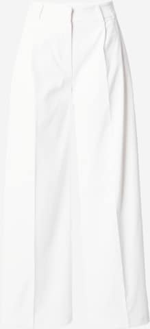 Wide leg Pantaloni con pieghe di Warehouse in bianco: frontale