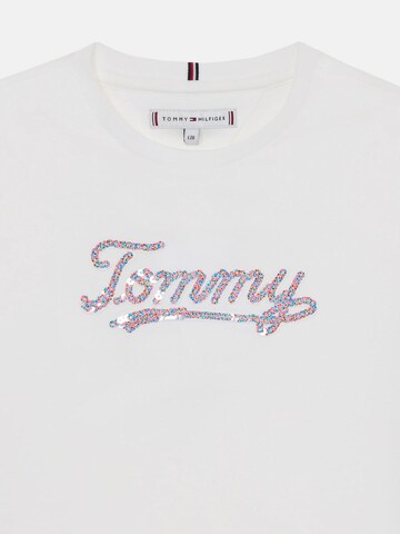 TOMMY HILFIGER Shirt 'Script Sequins Tee' in Wit