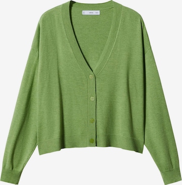 MANGO Knit Cardigan 'LUCCA' in Green: front