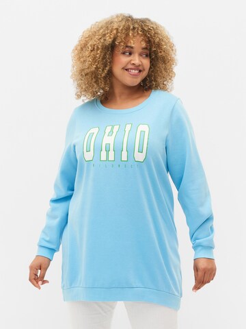 Zizzi Sweatshirt 'Kathleen' in Blauw: voorkant