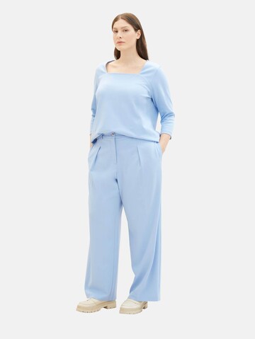 Tom Tailor Women + Wide leg Bandplooibroek in Blauw